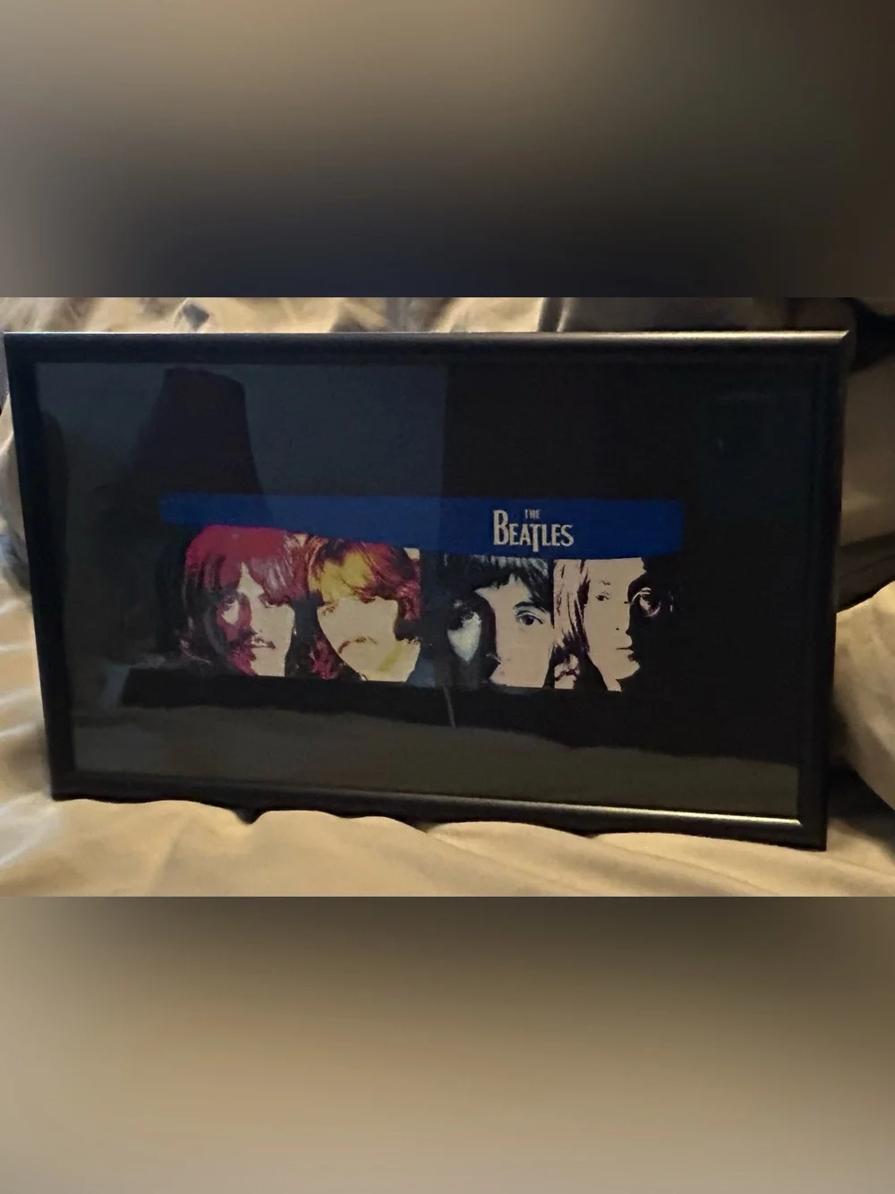 The Beatles Framed Art - Black with Blue, Red, Yellow and White Accents